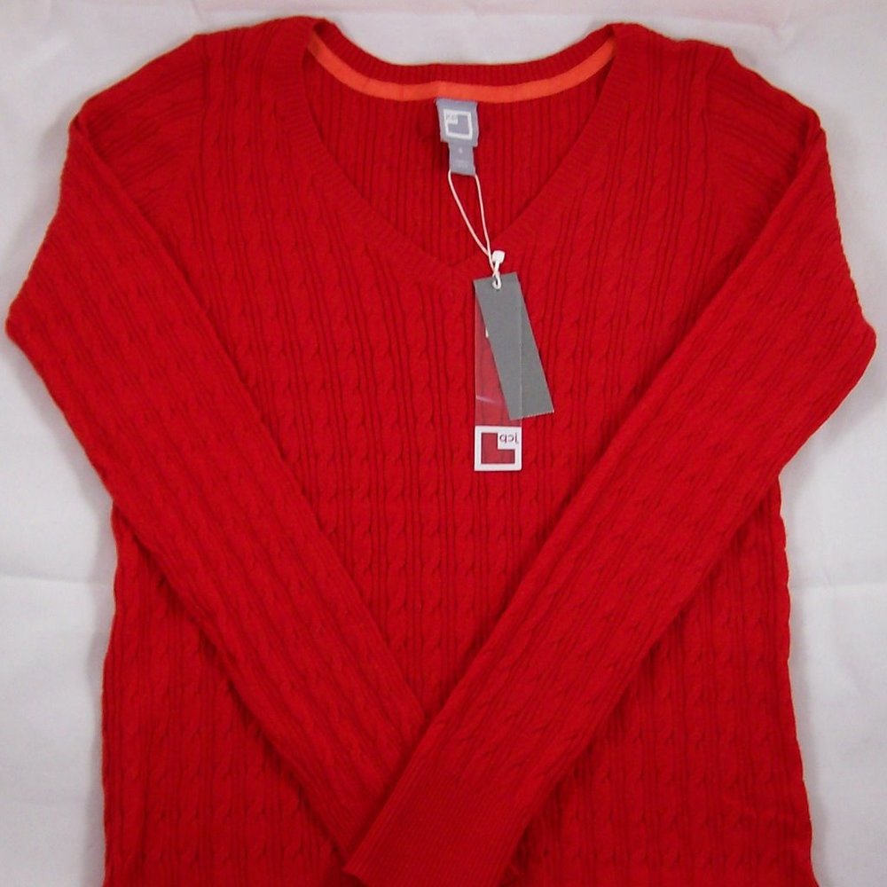 J.C. Penney Red Lightweight V-Neck Sweater